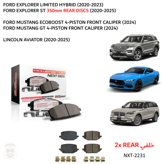 Ford Explorer (2020+) Rear Carbon Fiber Ceramic Brake Pads by PowerStop NextGen (Limited Hybrid ST) (NXT-2231)