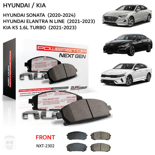 Hyundai Kia - Front Carbon Fiber Ceramic Brake Pads by PowerStop NextGen (Sonata Elantra K5 Turbo) (NXT-2302)