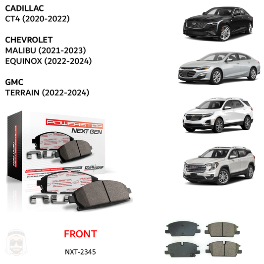 CT4 Malibu - Front Carbon Fiber Ceramic Brake Pads by PowerStop NextGen (Cadillac Chevrolet Equinox GMC Terrain) (NXT-2345)