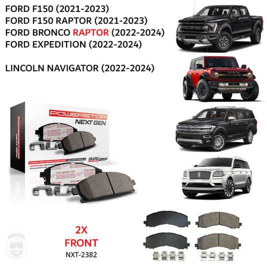 Ford (2021+) Front Carbon Fiber Ceramic Brake Pads by PowerStop NextGen (Bronco Raptor F150 Lightning Expedition Lincoln Navigator) (NXT-2382)