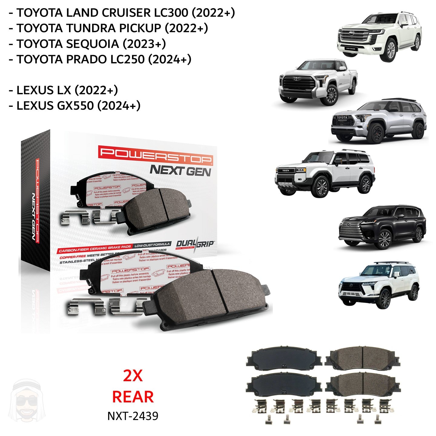 Toyota Lexus Rear Carbon Fiber Ceramic Brake Pads by PowerStop NextGen NXT-2439