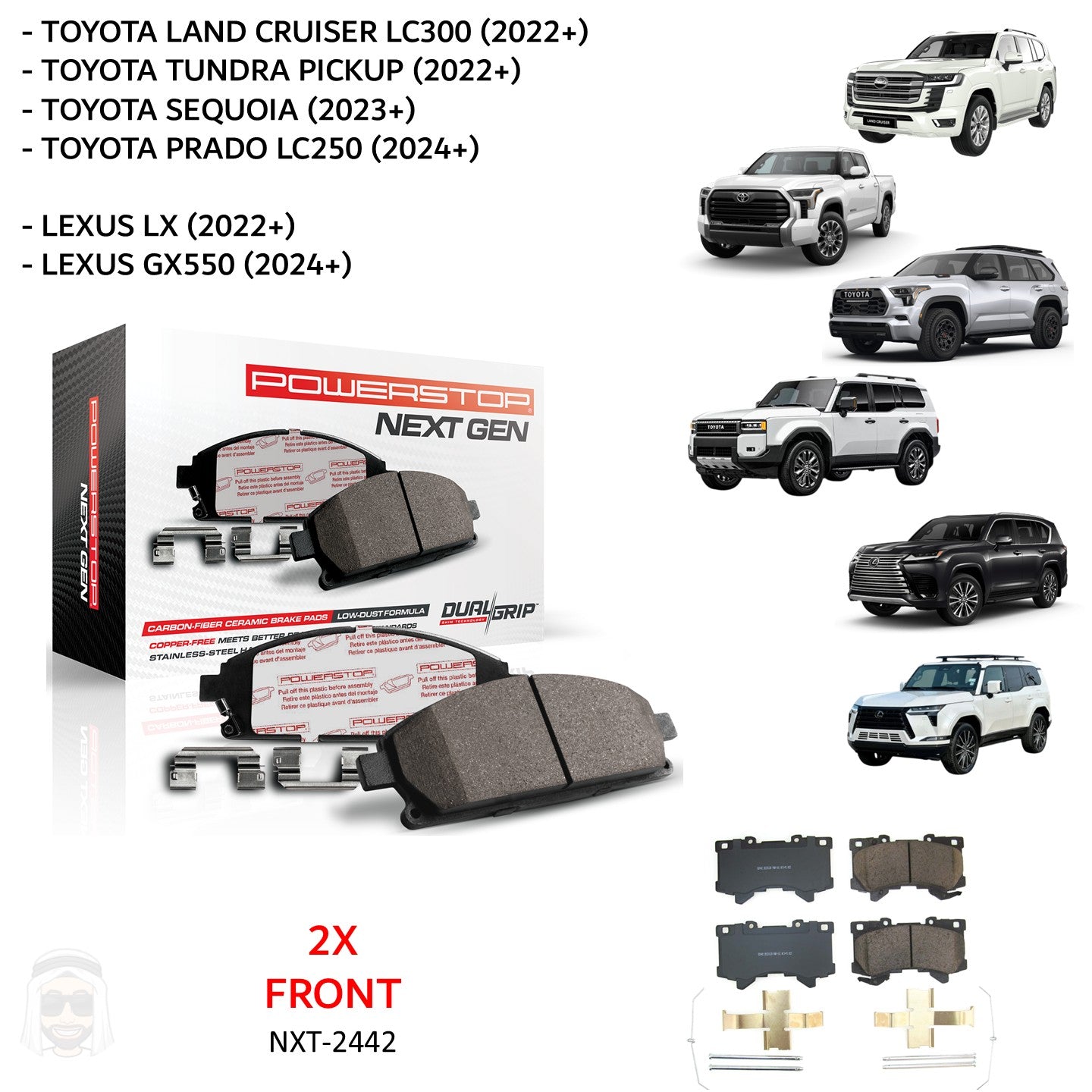 Front Carbon Fiber Ceramic Brake Pads PowerStop NextGen NXT-2442