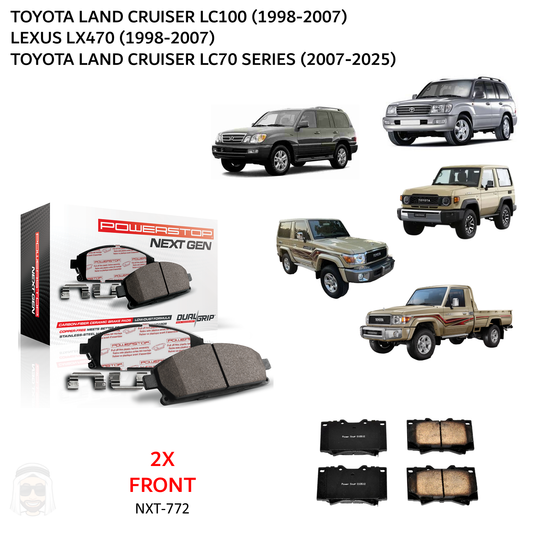 Toyota LC70 LC100 and Lexus LX470 - Front Carbon Fiber Ceramic Brake Pads by PowerStop NextGen (Land Cruiser) (NXT-772)
