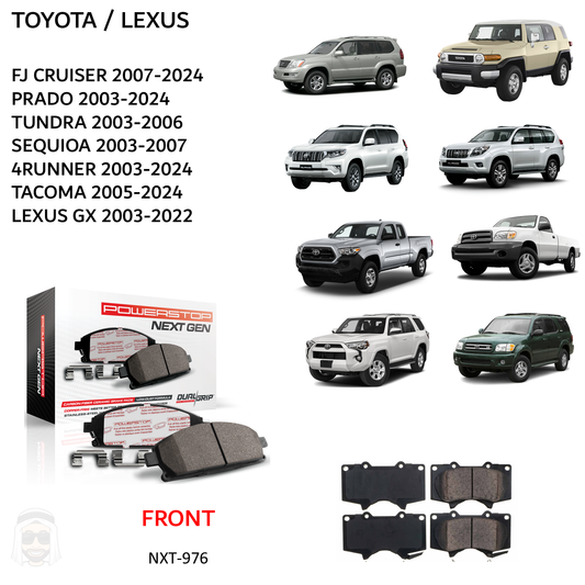 Toyota FJ Cruiser Prado Tundra Tacoma Sequoia 4Runner Lexus GX - Front Carbon Fiber Ceramic Brake Pads by PowerStop NextGen (NXT-976)