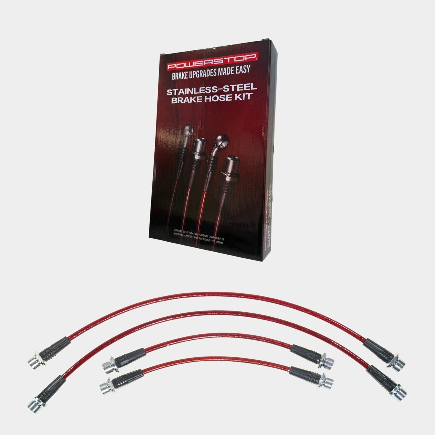 Toyota Lexus Stainless Steel Red Brake Hose Kit by PowerStop BH00402