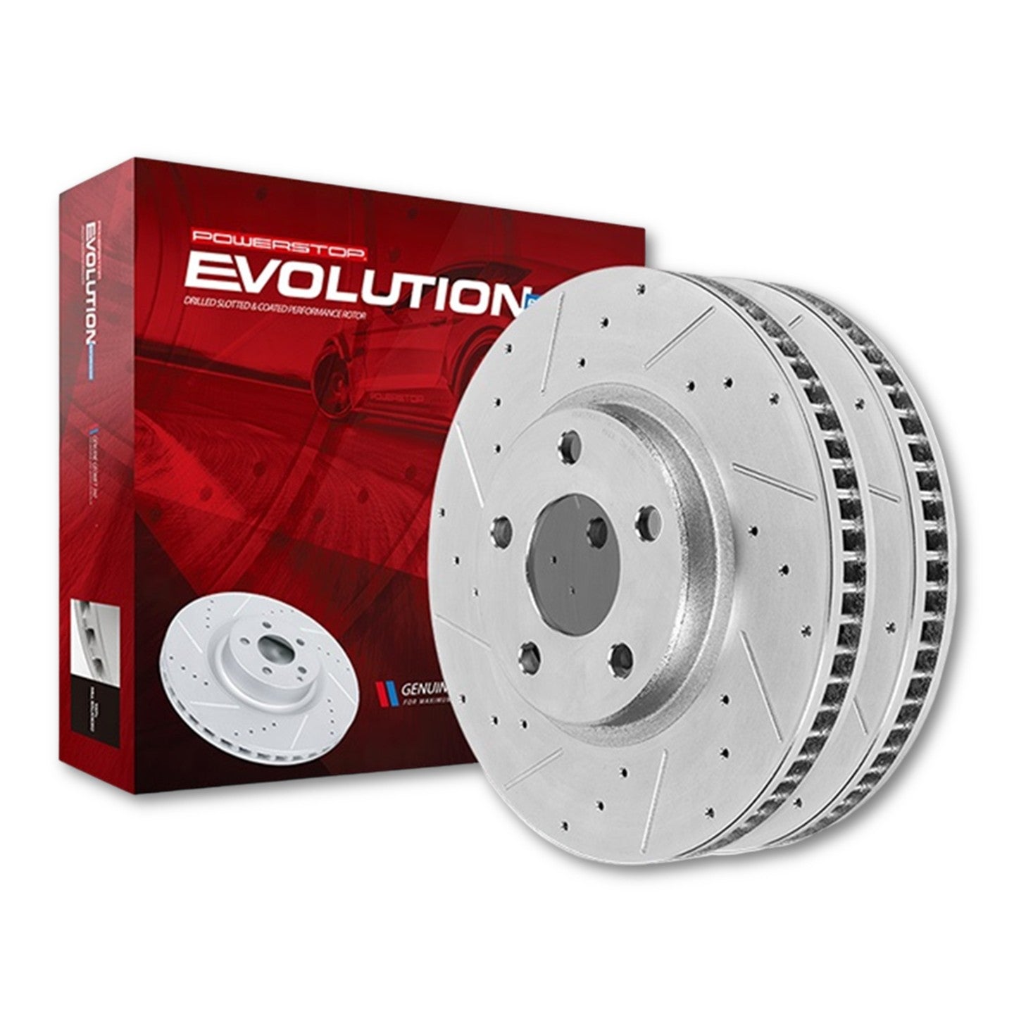Front Drilled and Slotted Brake Disc Rotors by PowerStop Evolution JBR ...