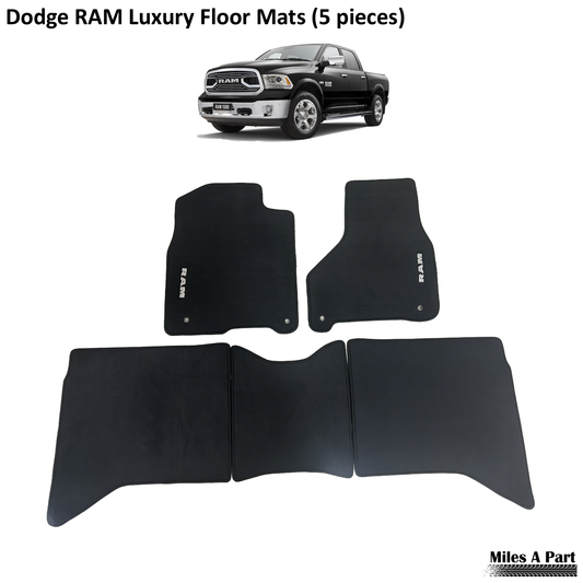 Dodge RAM 2013-2024 Luxury Black Floor Mats with Logo (5 pieces)