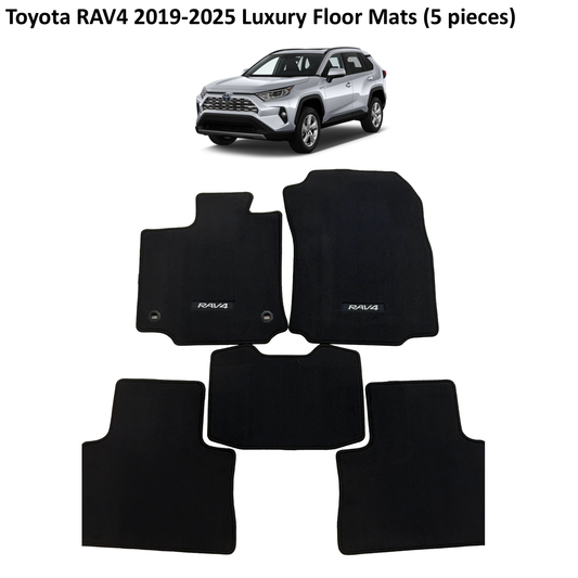 Toyota RAV4 2019-2025 Luxury Black Floor Mats with Logo (5 pieces)