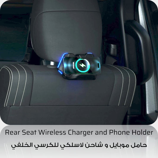 Rear Seat Wireless Charger and Phone Holder (Black)