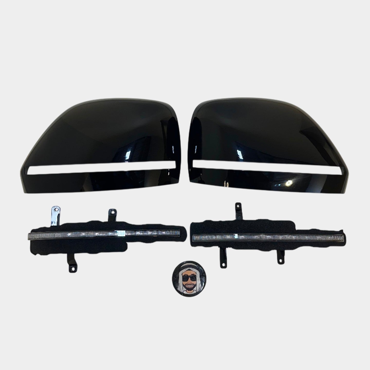 Black Side Mirror Covers with Sequential LED Lights Nissan Patrol Y62