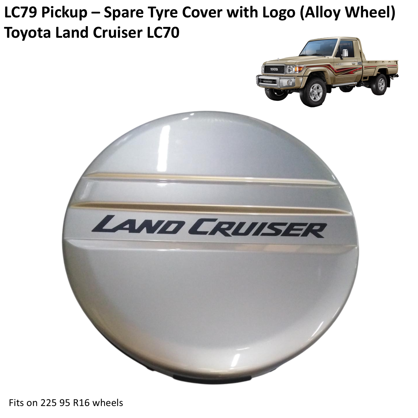 Spare Wheel Cover - Toyota Land Cruiser LC70 LC79 (Alloy Wheels)