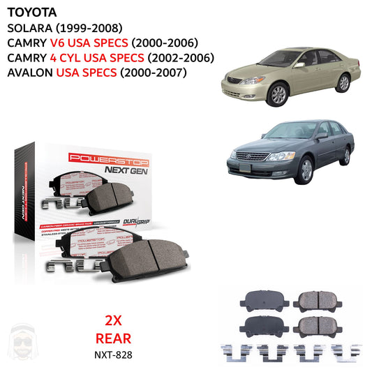 Toyota Camry USA (2000-2006) - Rear Carbon Fiber Ceramic Brake Pads by PowerStop NextGen (Solara V6 Avalon) (NXT-828)