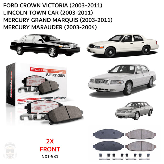 Crown Victoria (2003-2011) - Front Carbon Fiber Ceramic Brake Pads by PowerStop NextGen (Ford Lincoln Town Car Sedan Limo Mercury Grand Marquis Marauder) (NXT-931)