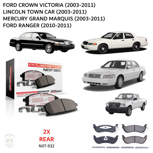 Crown Victoria (2003-2011) - Rear Carbon Fiber Ceramic Brake Pads by PowerStop NextGen (Ford Lincoln Town Car Sedan Limo Mercury Grand Marquis Ranger) (NXT-932)