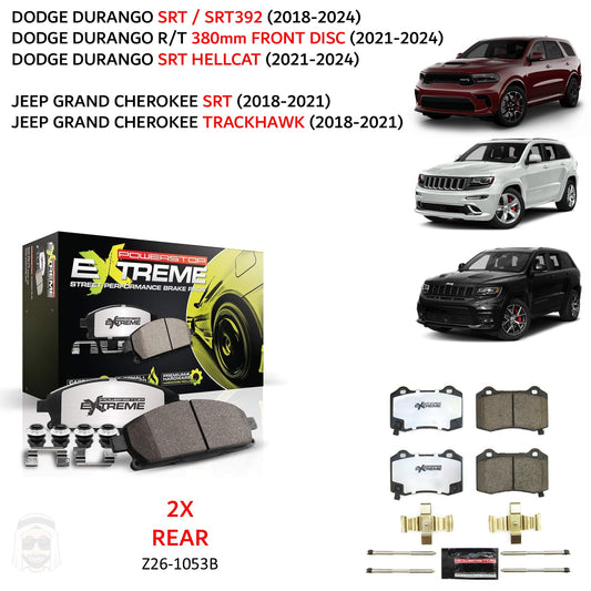 Jeep SRT Durango - Rear Carbon Ceramic Brake Pads by PowerStop Extreme Z26 (Dodge SRT392 Grand Cherokee Trackhawk RT Hellcat) (Z26-1053B)
