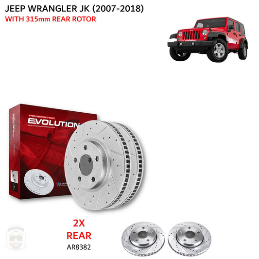 Jeep Wrangler 2007 to 2018 (Wrangler JK) - Rear Drilled and Slotted Brake Disc Rotors by PowerStop Evolution (AR8382XPR)