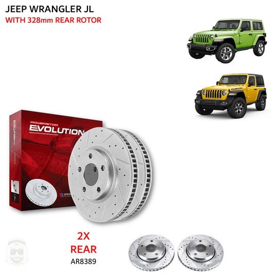 Jeep Wrangler JL (Brake Code BRY) - Rear Drilled and Slotted Brake Disc Rotors by PowerStop Evolution (AR8389XPR)