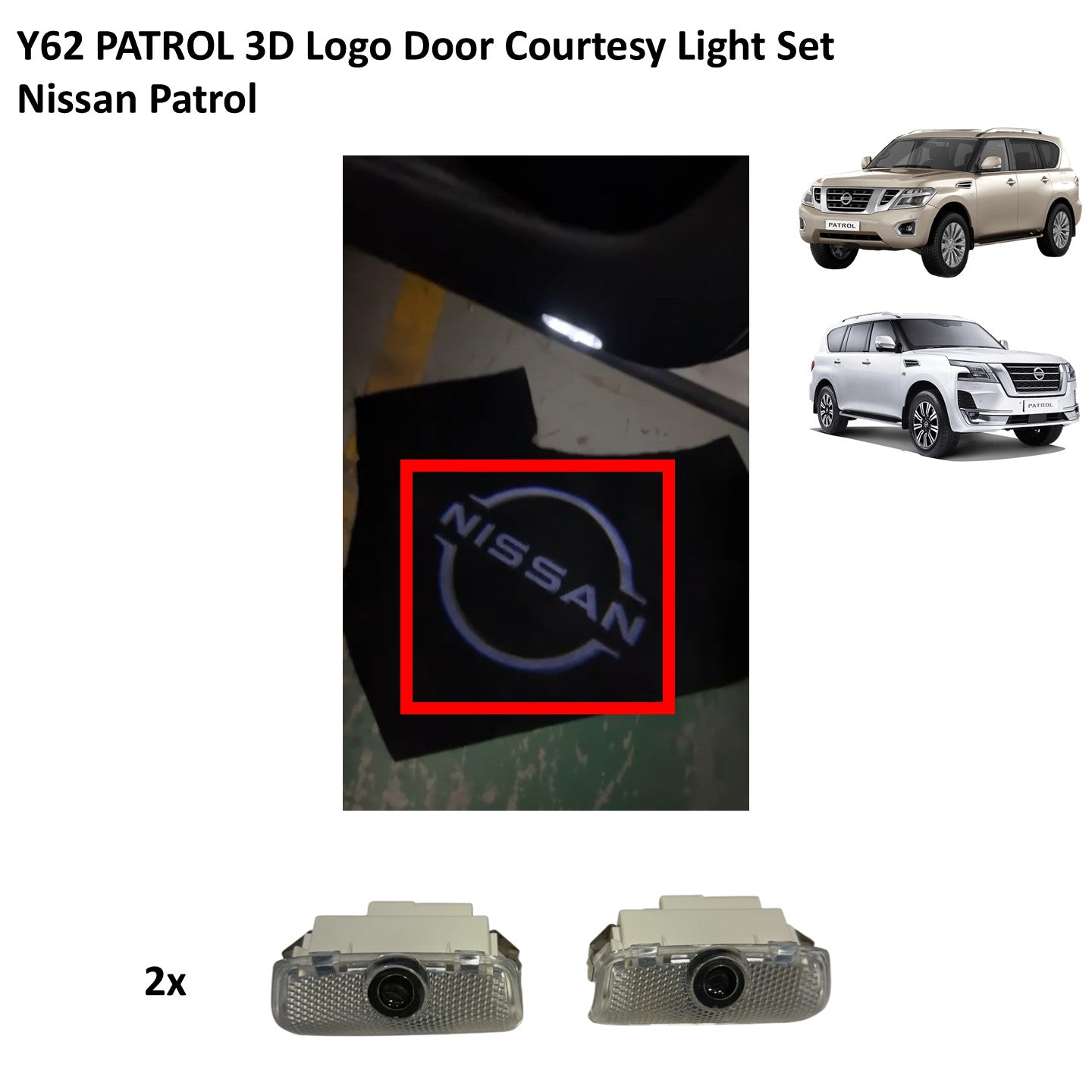 Y62 PATROL 3D Logo Door Courtesy Light Set - Nissan Patrol