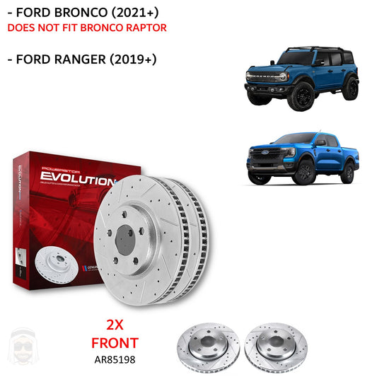 Ford Bronco and Ranger - Front Drilled and Slotted Brake Disc Rotors by PowerStop Evolution (AR85198XPR)