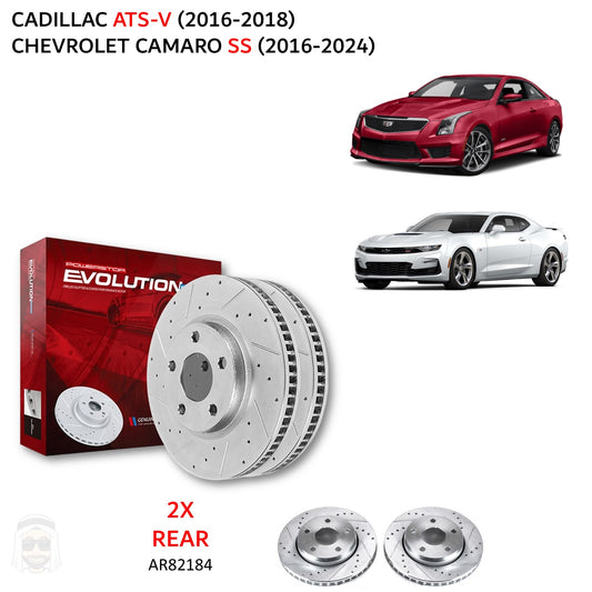 ATSV Camaro SS - Rear Drilled and Slotted Brake Disc Rotors by PowerStop Evolution (Cadillac Chevrolet LT) (AR82184XPR)