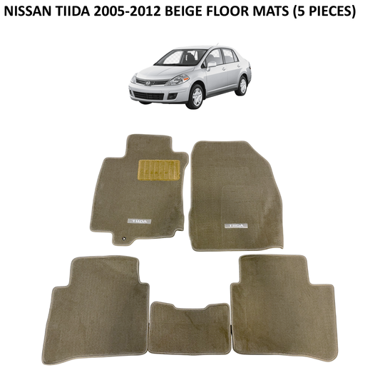 Nissan TIIDA 2005-2012 Beige Floor Mats with Logo (5 pieces)