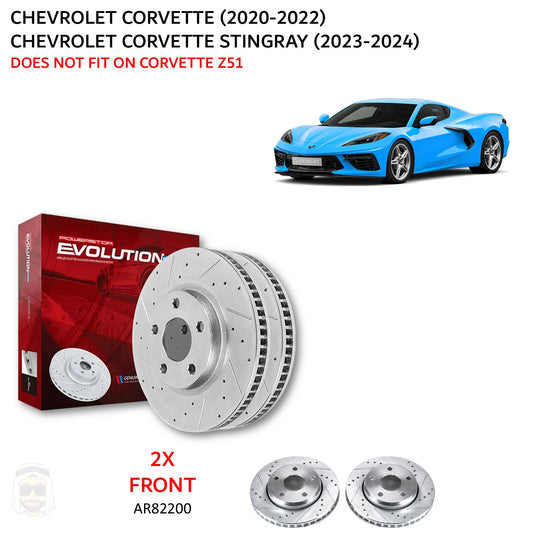 Corvette (2020-2024) - Front Drilled and Slotted Brake Disc Rotors by PowerStop Evolution (Chevrolet C8 Stingray) (AR82200XPR)
