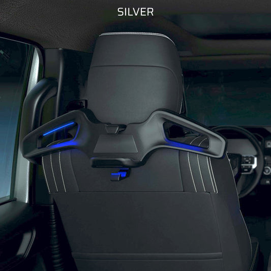 Rear Seat Jacket Hanger with Wireless Charger and Phone Holder (Satin Chrome)