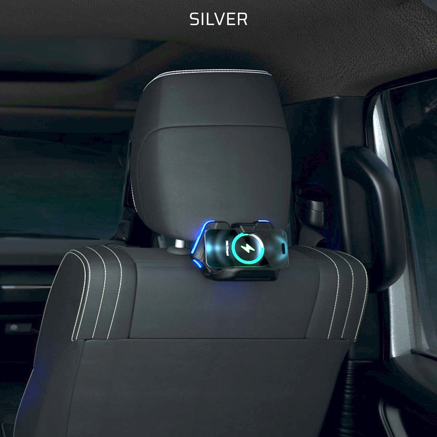 Rear Seat Wireless Charger and Phone Holder (Satin Chrome)