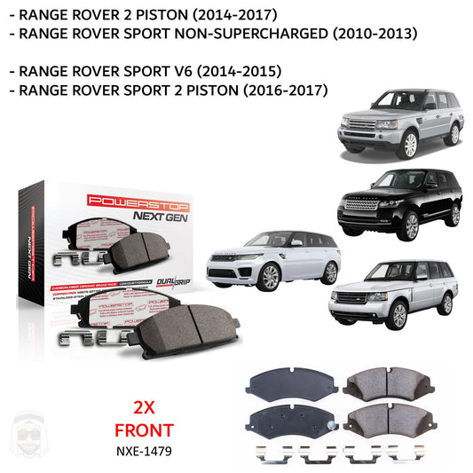 Range Rover Vogue and Sport (2-piston) - Front Carbon Fiber Ceramic Brake Pads by PowerStop NextGen (Land Rover V6 V8) (NXE-1479)