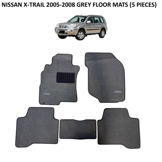 Nissan X-Trail 2005-2008 Grey Floor Mats with Logo (5 pieces)