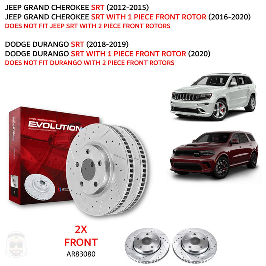 Jeep SRT (2012-2020) - Front Drilled and Slotted Brake Disc Rotors by PowerStop Evolution (Dodge Durango SRT8 Grand Cherokee) (AR83080XPR)