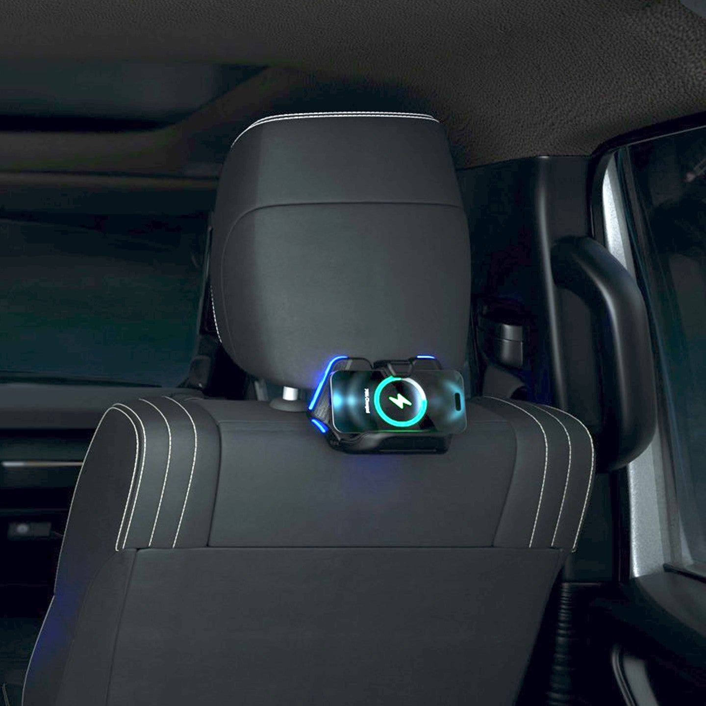 Rear Seat Wireless Charger and Phone Holder (Black)