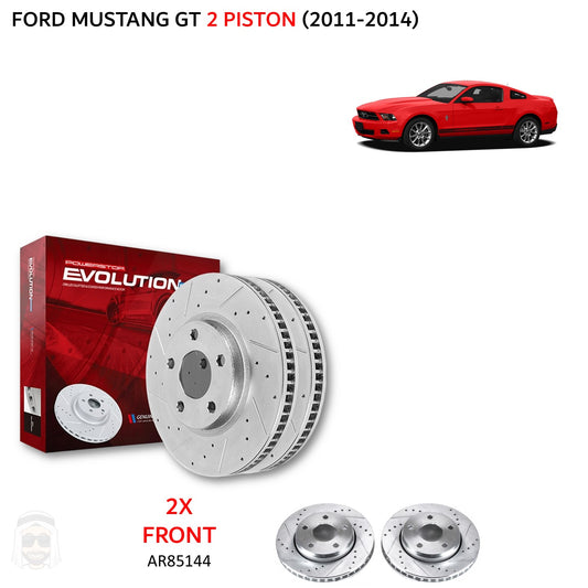 Ford Mustang GT (2 piston) (2011-2014) - Front Drilled and Slotted Brake Disc Rotors by PowerStop Evolution (AR85144XPR)