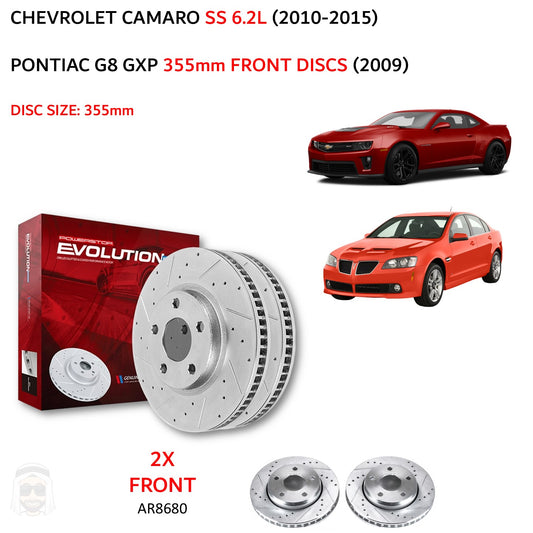 Camaro SS 6.2L (2010-2015) - Front Drilled and Slotted Brake Disc Rotors by PowerStop Evolution (Chevrolet Pontiac G8 GXP) (AR8680XPR)