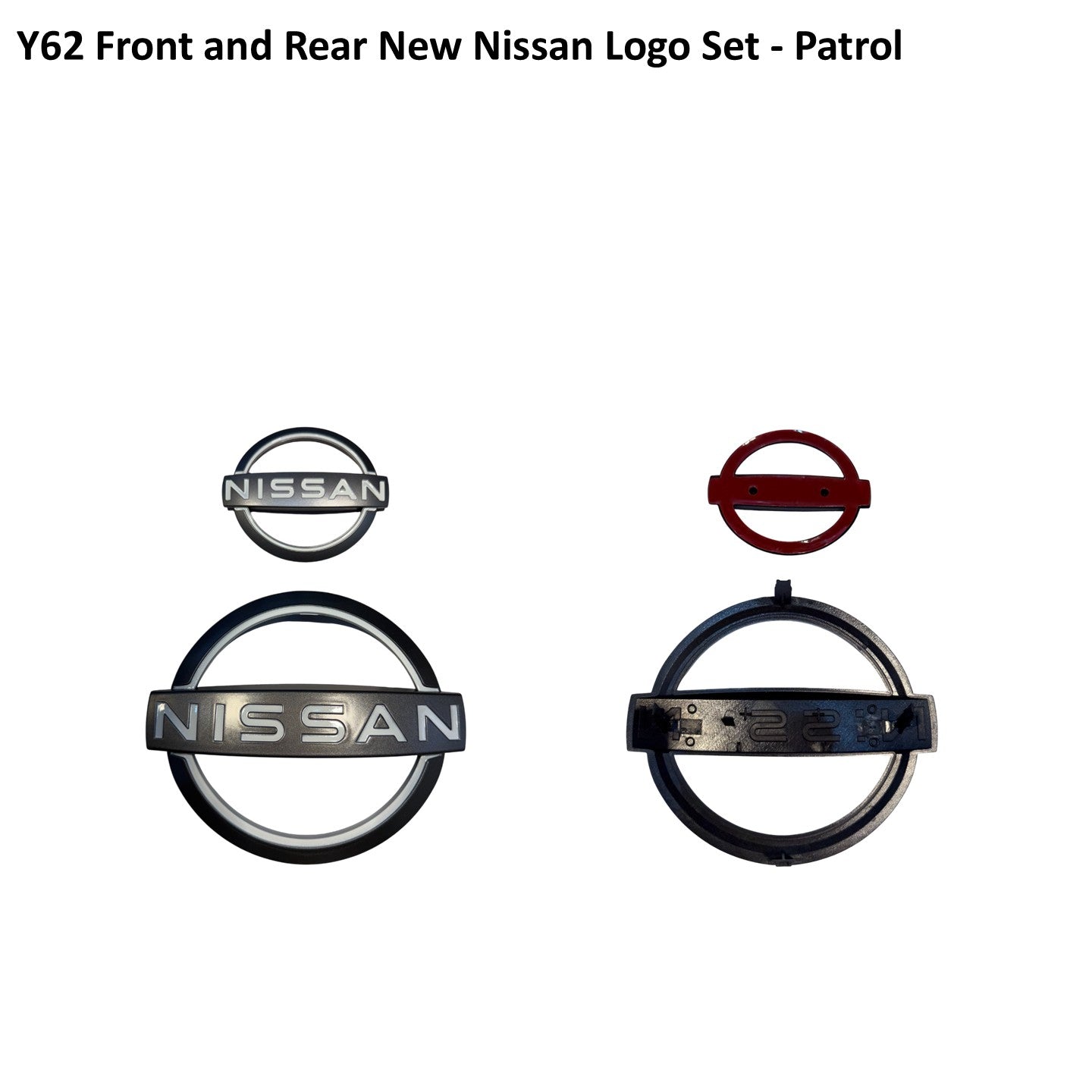 Front and Rear New Nissan Logo Set - Patrol Y62