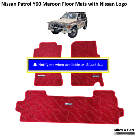 Nissan Patrol Y60 Maroon Floor Mats with Nissan Logo
