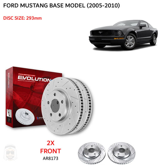 Ford Mustang (2005-2010) Base Model - Front Drilled and Slotted Brake Disc Rotors by PowerStop Evolution (AR8173XPR)