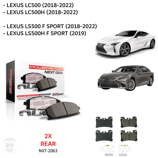 Lexus LC500 and LS500F Sport 2018 to 2022 - Rear Carbon Fiber Ceramic Brake Pads by PowerStop NextGen (LC500h) (NXT-2063)