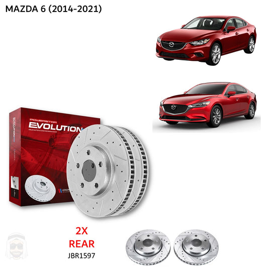 Mazda 6 (2014-2021) - Rear Drilled and Slotted Brake Disc Rotors by PowerStop Evolution (JBR1597XPR)