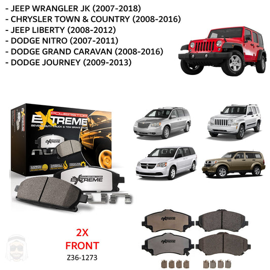 Jeep Wrangler JK Liberty Dodge Nitro - Front Carbon Ceramic Brake Pads by PowerStop Extreme Z36 (Z36-1273)