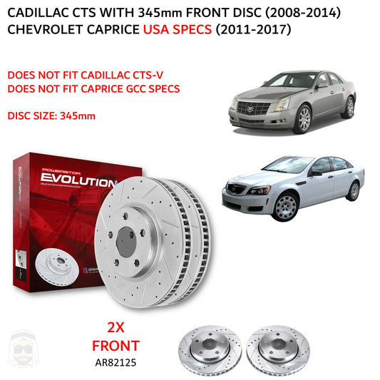 Cadillac CTS (2008-2014) - Front Drilled and Slotted Brake Disc Rotors by PowerStop Evolution (Chevrolet Caprice USA) (AR82125XPR)