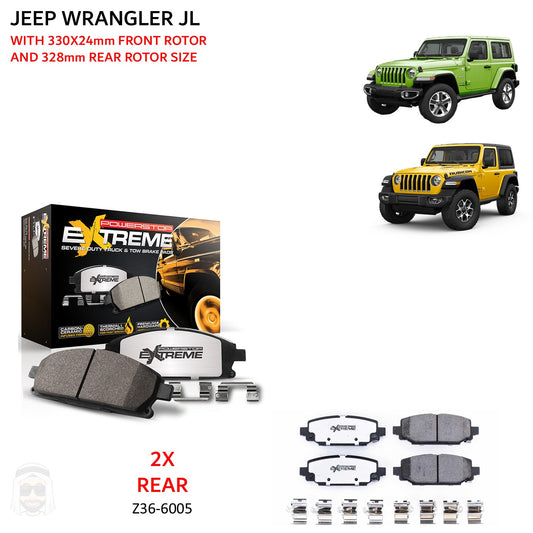 Jeep Wrangler JL (Brake Code BRY) - Rear Carbon Ceramic Brake Pads by PowerStop Extreme Z36 (Z36-6005)