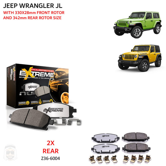 Jeep Wrangler JL (Brake Code BR2 BR6) - Rear Carbon Ceramic Brake Pads by PowerStop Extreme Z36 (Z36-6004)