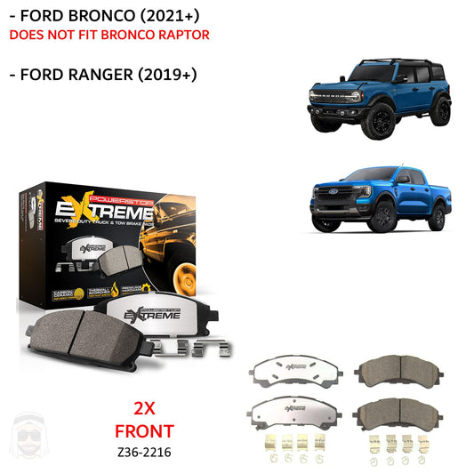 Ford Bronco and Ranger - Front Carbon Ceramic Brake Pads by PowerStop Extreme Z36 (Z36-2216)