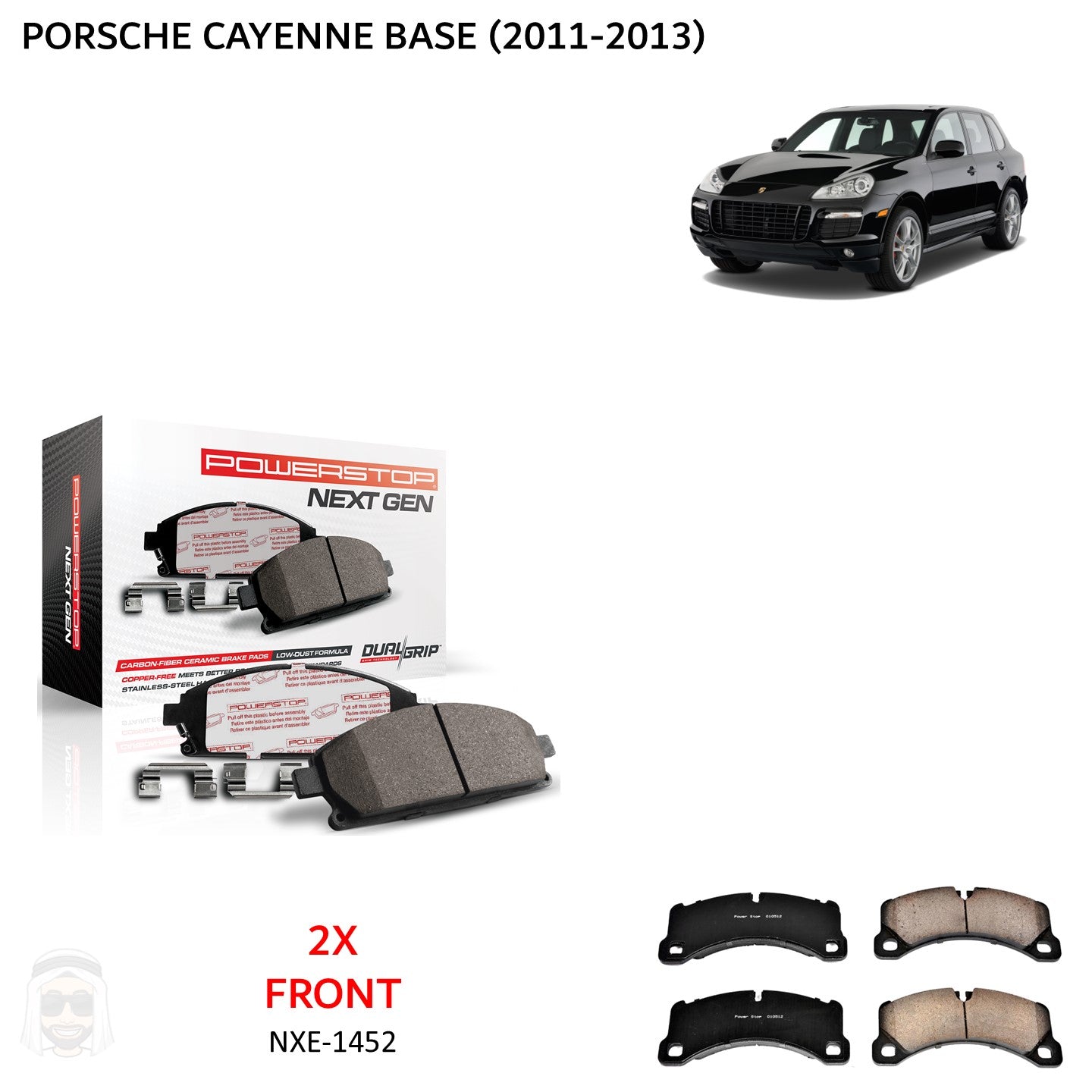 Cayenne (2011-2013) Front Carbon Fiber Ceramic Brake Pads by PowerStop NextGen (Porsche base) (NXE-1452)