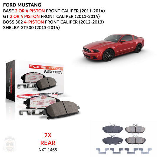 Ford Mustang (2011-2014) - Rear Carbon Fiber Ceramic Brake Pads by PowerStop NextGen (base GT Boss 302 Shelby GT500) (NXT-1465)
