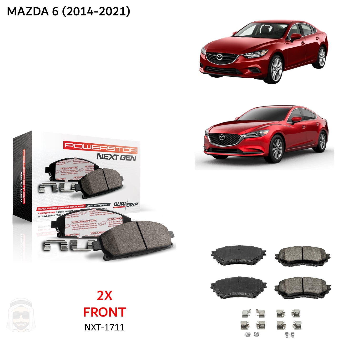 Mazda 6 (2014-2021) - Front Carbon Fiber Ceramic Brake Pads by PowerStop NextGen (NXT-1711)