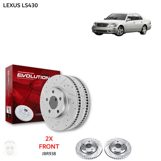 Lexus LS430 - Front Drilled and Slotted Brake Disc Rotors by PowerStop Evolution (JBR938XPR)