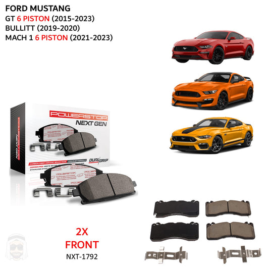 Mustang GT (6 Piston) (2015-2023) Front Carbon Fiber Ceramic Brake Pads by PowerStop NextGen (Ford Premium Bullitt Mach 1) (NXT-1792)