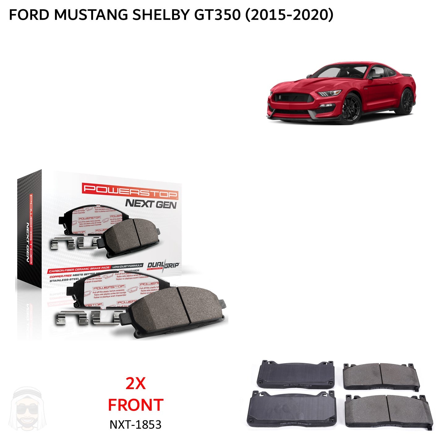 Mustang Shelby GT350 (2015-2020) Front Carbon Fiber Ceramic Brake Pads by PowerStop NextGen (Ford) (NXT-1853)